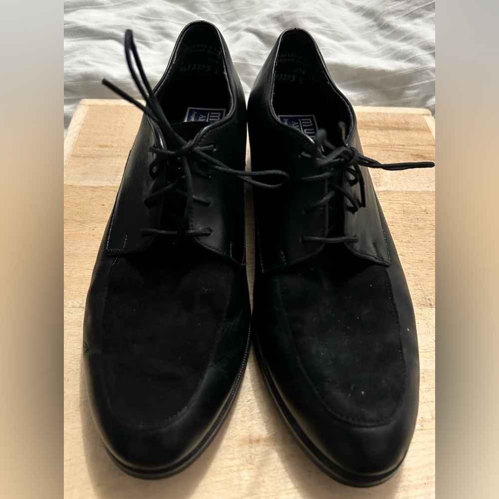 Munro American Shoes Verona Casual Oxford Black Fabric Lace Up Sz 8W Made In USA